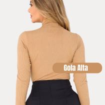 Blusa Feminina Manga Longa Cacharrel 100% Algodão Confortável Básico Gola Alta Blusa Feminina Manga Longa Cacharrel 100% Algodão Confortável Básico Gola Alta
