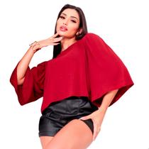 Blusa Feminina Manga Longa Ciganinha em Viscolycra com Detalhe Ombro a Ombro