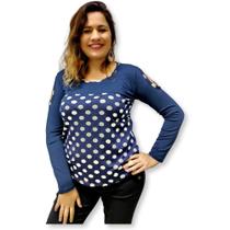 Blusa Feminina Manga Longa com Abertura no Ombro Malha