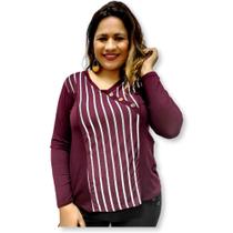 Blusa Feminina Manga Longa Decote V Malha Moda Evangélica