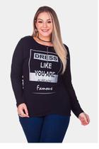 Blusa Feminina Manga Longa em Malha Visco Estampada