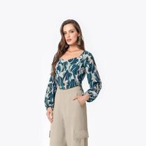 Blusa Feminina Manga Longa Floral