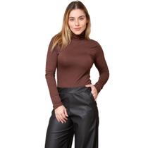 Blusa Feminina Manga Longa Gola Alta Cacharrel de Viscose