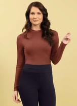 Blusa Feminina Manga Longa Gola Redonda Canelado Cotele Siena Cativa