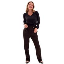 Blusa Feminina Manga Longa Lecimar em Crepe Viscose