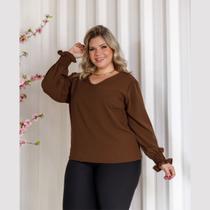 Blusa Feminina Manga Longa Plus Size Duna Camisa Social Blusa Feminina Manga Longa Plus Size Duna Camisa Social