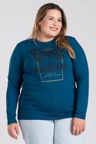 Blusa Feminina Manga Longa Plus Size Malha Viscose Estampa Borboleta "Glorious" - Serena