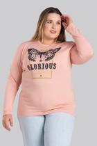 Blusa Feminina Manga Longa Plus Size Malha Viscose Estampa Borboleta "Glorious" - Serena