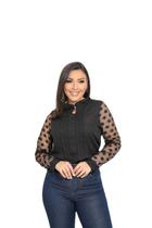 Blusa feminina manga longa plus size p ao g3 sku:bmlp17