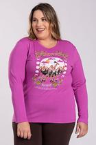 Blusa Feminina Manga Longa Plus Size Visco Estampada "Dreamer Love" - Serena Blusa Feminina Manga Longa Plus Size Visco Estampada "Dreamer Love" - Serena