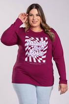Blusa Feminina Manga Longa Plus Size Visco Estampada "Inspire More Love" - Serena
