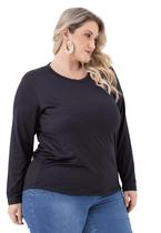 Blusa feminina manga longa suplex térmica peluciada gola redonda plus size 503a