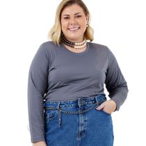 Blusa Feminina Manga Longa Suplex Térmica Peluciada Gola Redonda Plus Size 503A