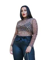 Blusa Feminina Manga Longa Tule Transparente