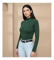 Blusa Feminina Manga Longa Vicolycra Gola alta Básica Blusa Feminina Manga Longa Vicolycra Gola alta Básica