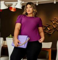 Blusa Feminina Mangas Chiques com Bolinhas e Dobra