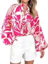 Blusa feminina MASCOMODA, boho, estampa floral, decote em V, chiffon Blusa feminina MASCOMODA, boho, estampa floral, decote em V, chiffon