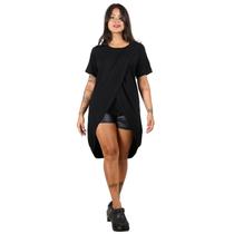 Blusa Feminina Maxi Mullet Transpasse Fixa Preta Lisa Blusa Feminina Maxi Mullet Transpasse Fixa Preta Lisa