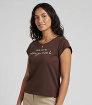 Blusa Feminina Meia Malha Com Estampa Infinita Cor Marrom