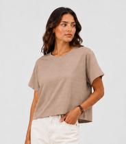 Blusa Feminina Meia Malha Maquinetado Infinita Cor Marrom