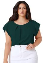 Blusa feminina Milumia Plus Size plissada verde escuro