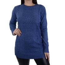 Blusa Feminina Mochine Tricot Azul Jeans - TTRFI845 Blusa Feminina Mochine Tricot Azul Jeans - TTRFI845