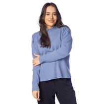 Blusa Feminina Mochine Tricot Botão Ombro Azul Claro Blusa Feminina Mochine Tricot Botão Ombro Azul Claro