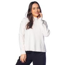 Blusa Feminina Mochine Tricot Botão Ombro Off White Blusa Feminina Mochine Tricot Botão Ombro Off White