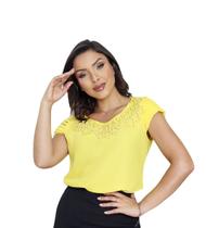 Blusa feminina moda evangélica manga curta crepe sku:b09