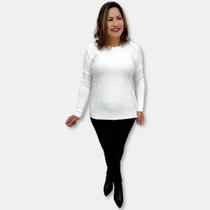 Blusa Feminina Modal Manga Longa Lisa Inverno com relevo