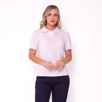 Blusa Feminina Modelo Baby Look Lisa Tecido de Piquet Branco