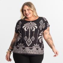 Blusa Feminina Moderna Manga Morcego Plus Size Estampada Blusa Feminina Moderna Manga Morcego Plus Size Estampada