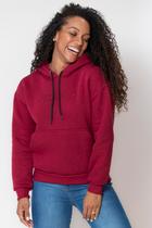 Blusa Feminina Moletom Logo Bordado Polo Wear Vermelho Escuro