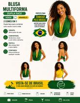 Blusa Feminina Multiformas Ajustável Moda Patriota Verde e Amarela Versátil Blusa Feminina Multiformas Ajustável Moda Patriota Verde e Amarela Versátil