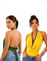 Blusa Feminina Multiformas Frente Única Halter Top Brasil Amarração Ajustável