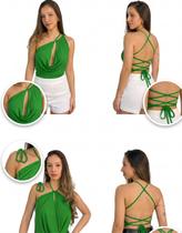 Blusa Feminina Multiformas Verde Top Versátil Moda Verão Elegante Ajustável Blusa Feminina Multiformas Verde Top Versátil Moda Verão Elegante Ajustável