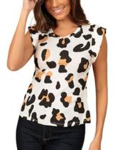 Blusa feminina muscle estampa animal print modelo t-shirt