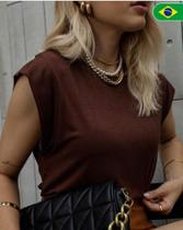 Blusa Feminina Muscle tee Gola Redonda Lisa viscolycra Básica tendencia look Casual e Elegante
