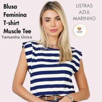 Blusa Feminina Muscle Tee Ombreira Azul Marinho Tamanho Único