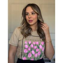 Blusa Feminina Nacional Tulipa T-Shirt moda 100% Algodão Cor Nude P AO G2 Plus