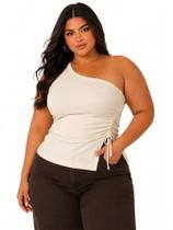 blusa feminina nula manga drapeada ribana premium 100% algodao plus size