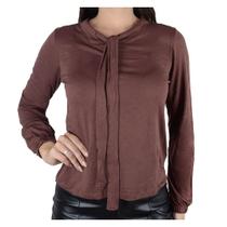 Blusa Feminina Olho Fatal ML Marrom - 60184 Blusa Feminina Olho Fatal ML Marrom - 60184