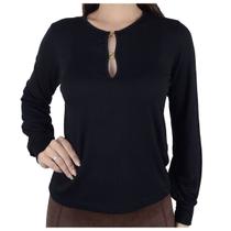 Blusa Feminina Olho Fatal ML Preta - 601839 Blusa Feminina Olho Fatal ML Preta - 601839