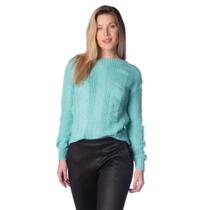 Blusa Feminina Oliveira Malhas em Tricot Verde