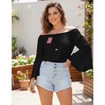 Blusa Feminina Ombro a Ombro Estilo Ciganinha Moda Casual Elegante Blusa Feminina Ombro a Ombro Estilo Ciganinha Moda Casual Elegante