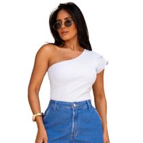 Blusa Feminina Ombro Só Básica Nula Manca Top Cropped Blusa Feminina Ombro Só Básica Nula Manca Top Cropped