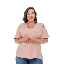 Blusa Feminina Ombros Abertos Plus Size Elegante Lançamento