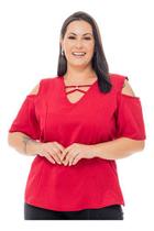 Blusa Feminina Ombros Abertos Plus Size Elegante Lançamento
