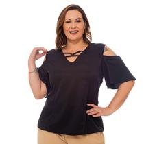 Blusa Feminina Ombros Abertos Plus Size Elegante Lançamento Blusa Feminina Ombros Abertos Plus Size Elegante Lançamento
