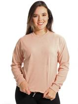 Blusa Feminina Peletizada Canelada Manga Longa com Elastico na Barra